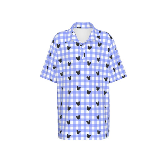 Bright Blue Gingham Boys Polo Collar Jersey |210GSM