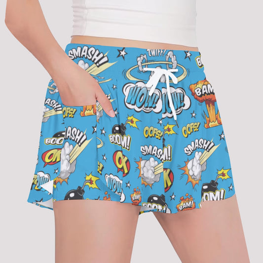 Blue Superhero Girls' Sports Culottes
