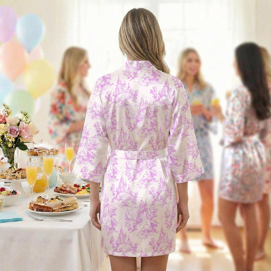 Hot Pink Castle Toile [larger print] Women's Robe