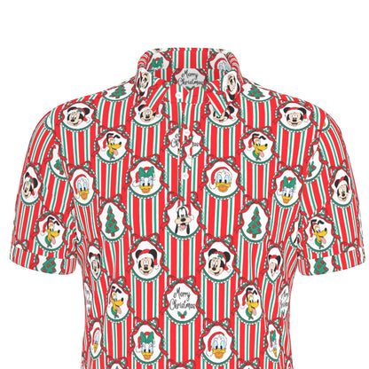 Classic Christmas Frames Men's Stretch Collar Polo Shirt