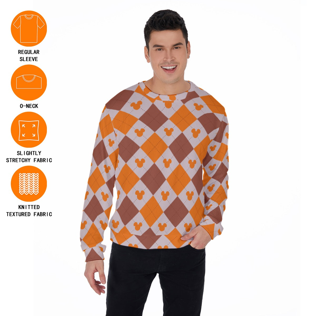 Fall Argyle MM Print Men's Sweater