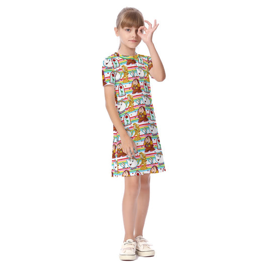 Striped Castle Friends Kid's Short Sleeve Dress