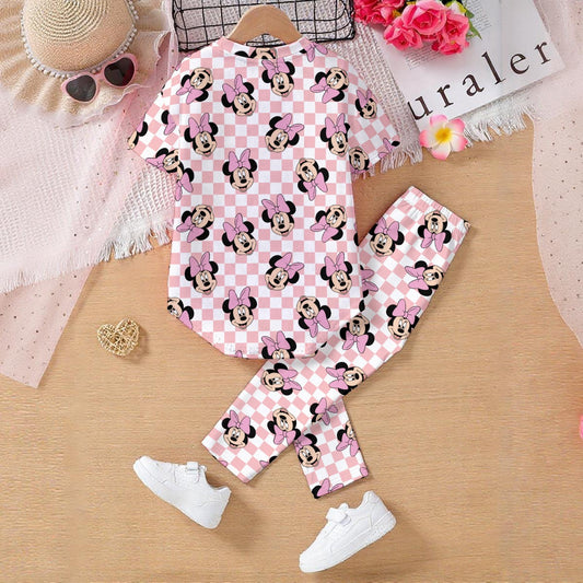 Checkered Minnie Kids' Casual Top and Pants Set
