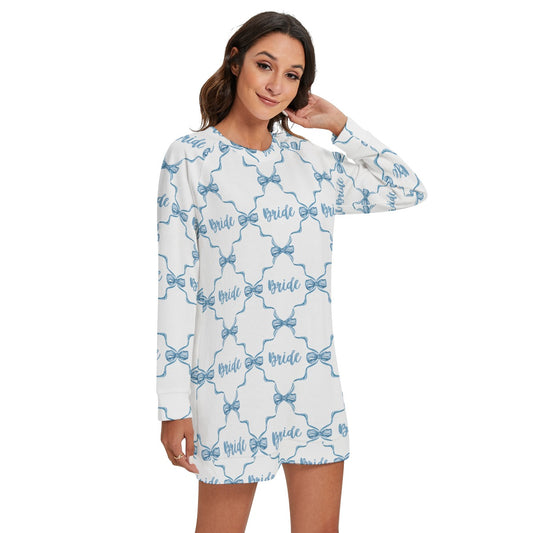 Bow Trellis Bride [white] Women's Round Neck Raglan Sleeve Sweater