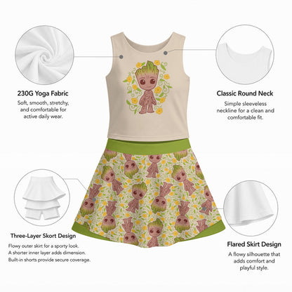 Baby Tree Girl's Sleeveless Sports Tank & Skort Set