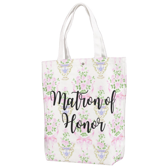 Matron of Honor Floral Canvas Bag With Shoulder Strap