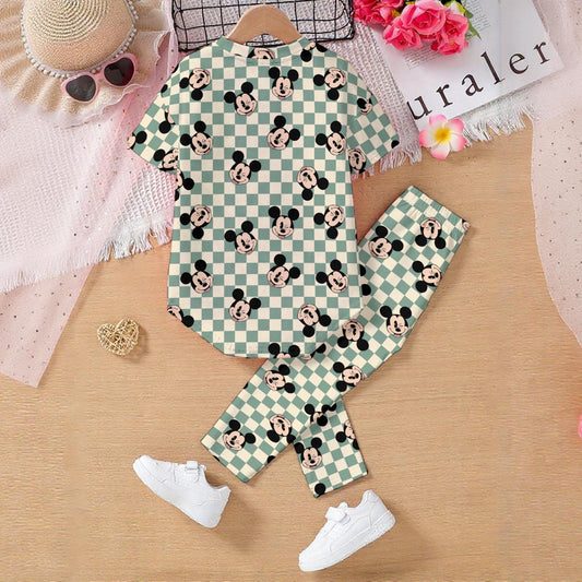 Checkered MM Kids' Casual Top and Pants Set