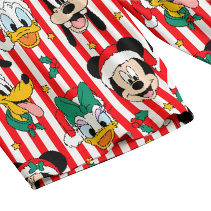 Christmas Stripe Women's T-shirt Set With Short Sleeve