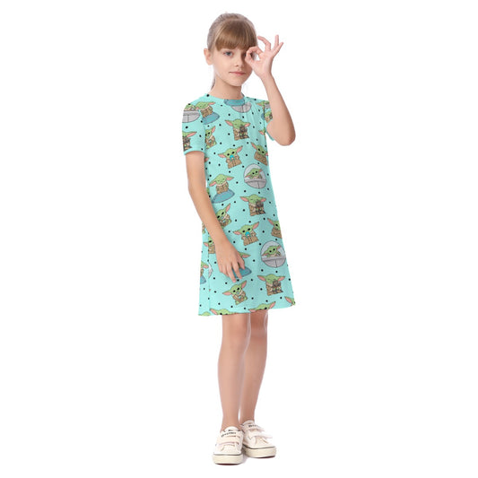 Aqua Foundling Kid's Short Sleeve Dress