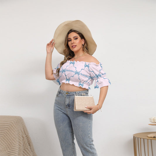 Bridesmaid Women's Off-shoulder Cropped Top With Short Puff Sleeve