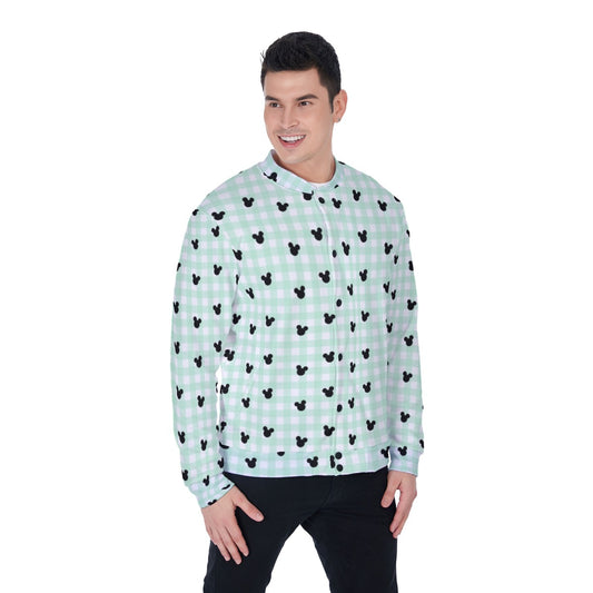 Green Gingham Men's Baseball Jacket