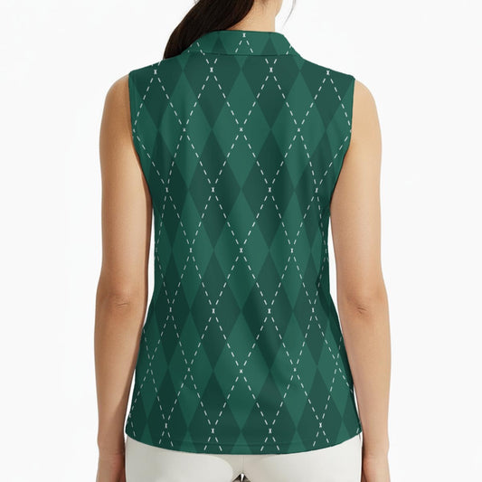 Golf Plaid Women's Sleeveless Polo Shirt