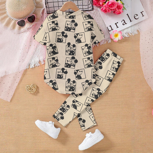 Vintage MM Squares Kids' Casual Top and Pants Set