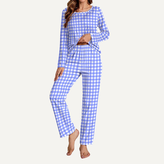 Bright Blue Gingham Women’s Loungewear Set