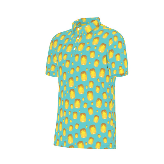 Teal Lanterns Men's Stretch Collar Polo Shirt