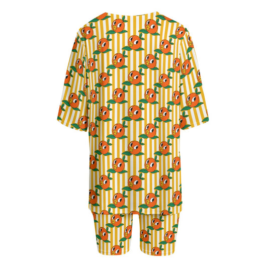 Striped Birdie Women's T-shirt Set With Short Sleeve
