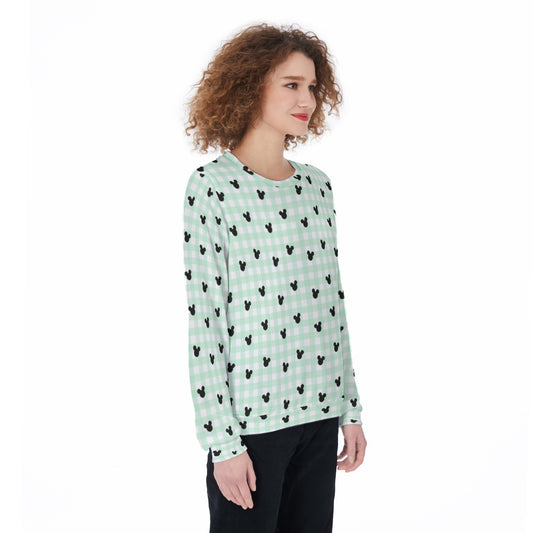 Green Gingham Women's Sweater
