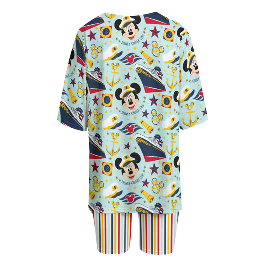 DCL & Stripe Women's T-shirt Set With Short Sleeve