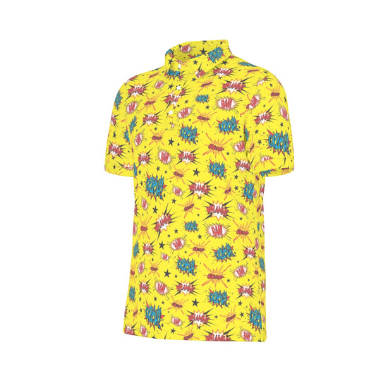 Yellow Superhero Men's Stretch Collar Polo Shirt