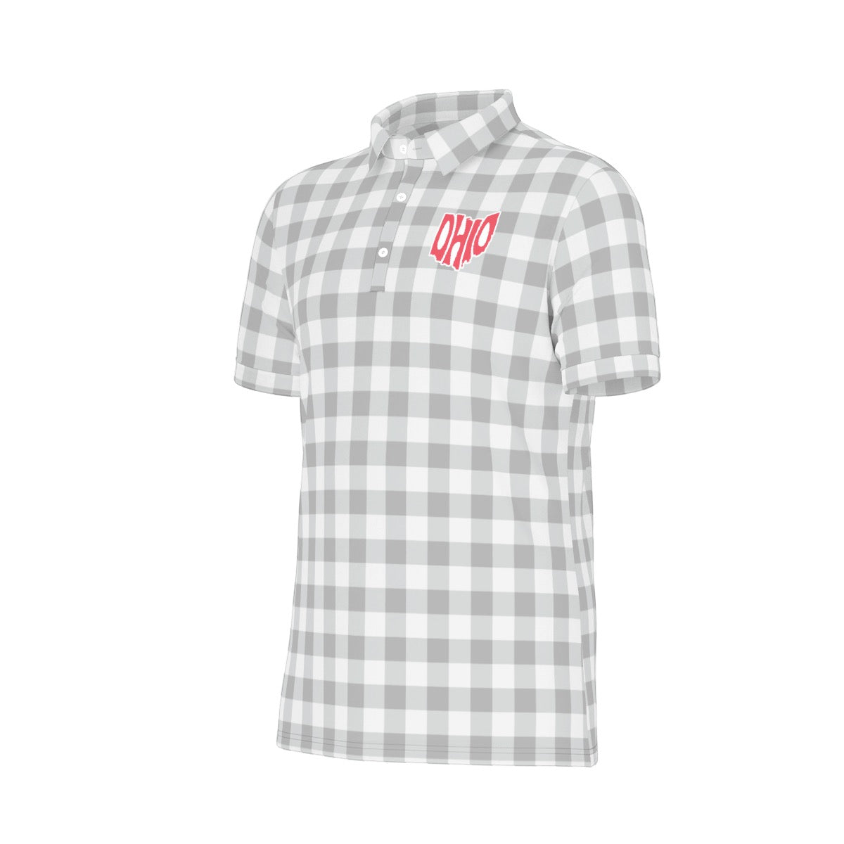 Buckeye Gingham Men's Stretch Collar Polo Shirt