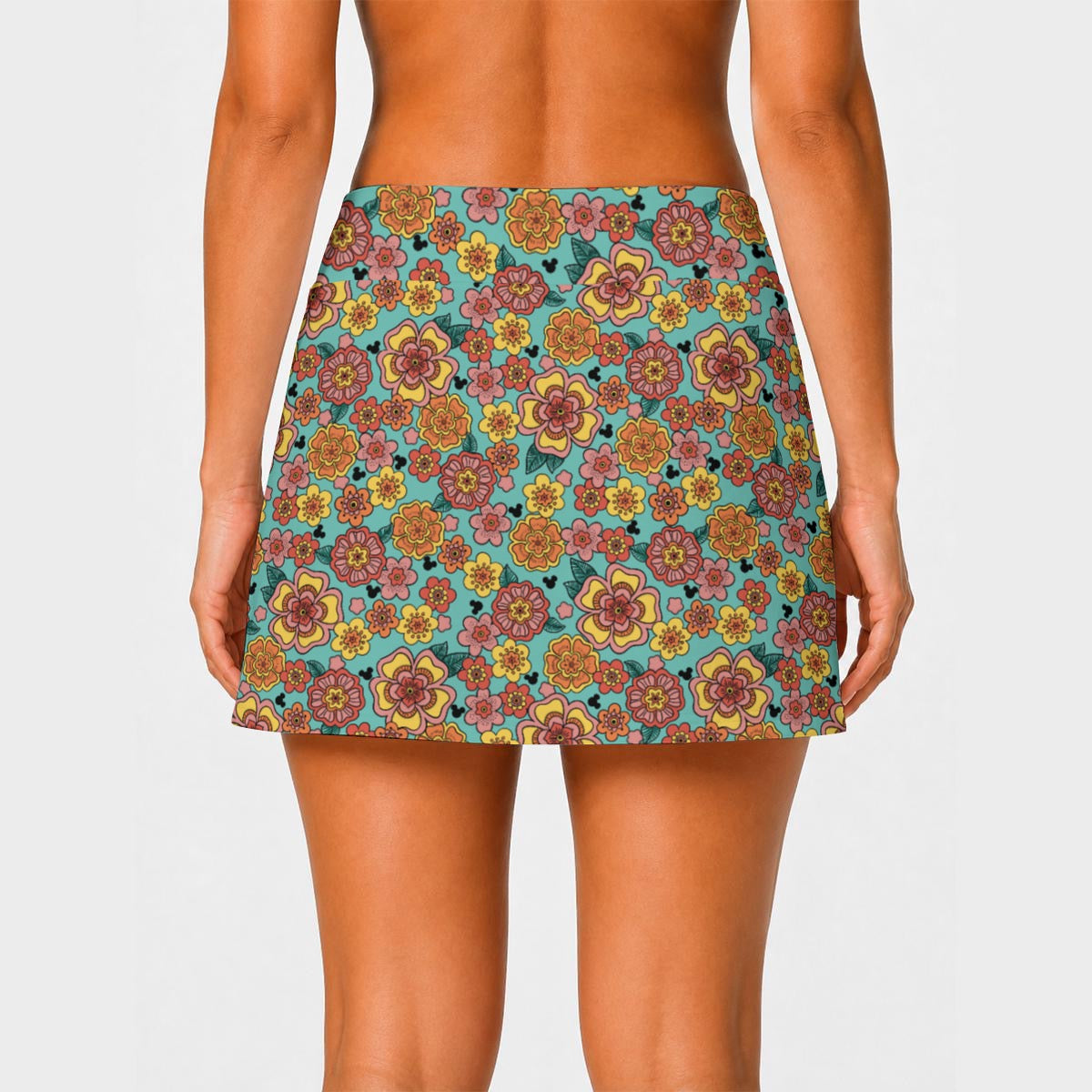 Fall Floral MM [aqua] Women's A-Line Skort