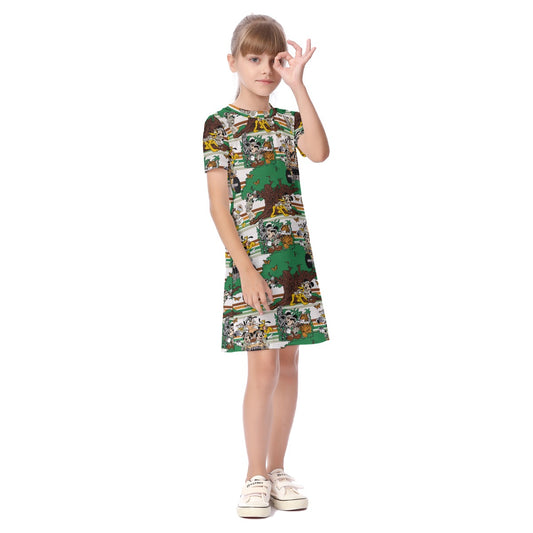 Striped Safari Kid's Short Sleeve Dress