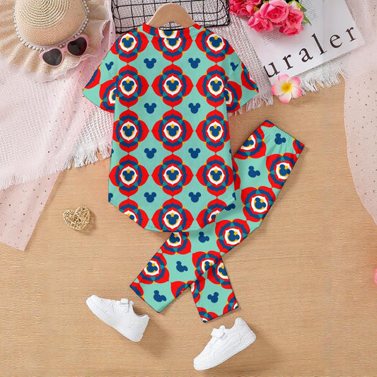 Teal Kaleidoscope MM Kids' Casual Top and Pants Set