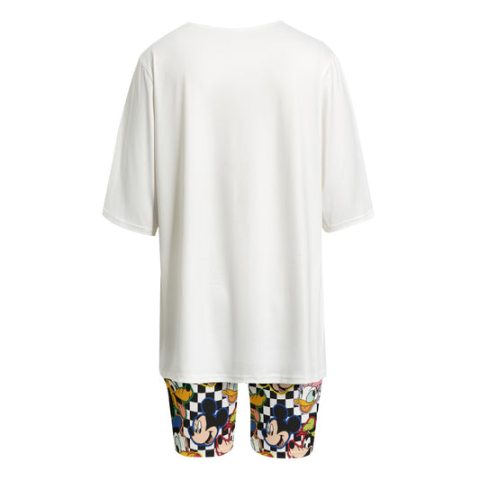 Checkered Friends Women's T-shirt Set With Short Sleeve