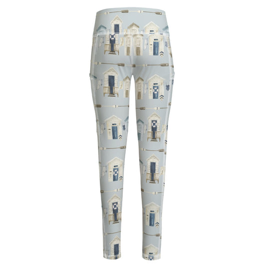 Beach Houses & Oars Functional Women's Yoga Leggings With Side Pockets|210GSM