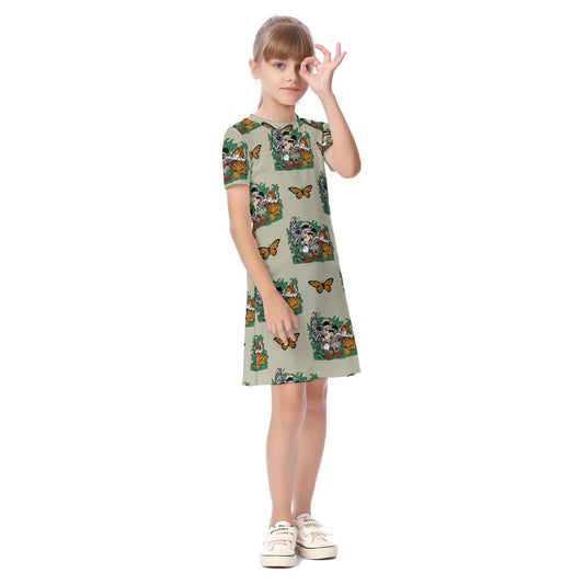 Sage Safari Kid's Short Sleeve Dress