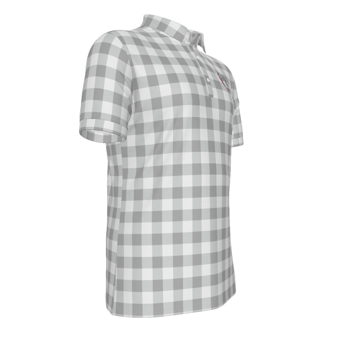 Bulldog Gingham Men's Stretch Collar Polo Shirt