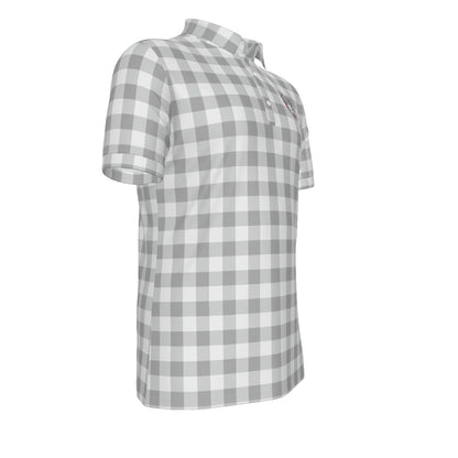 Bulldog Gingham Men's Stretch Collar Polo Shirt