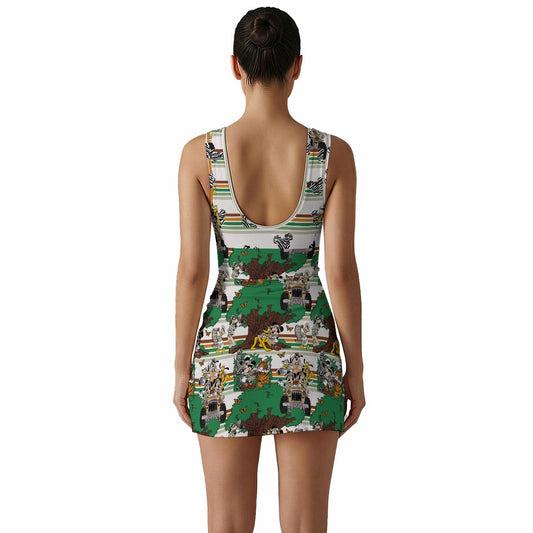 Zebra Stripe & Safari Stripe Women's Sleeveless Bodysuit Dress