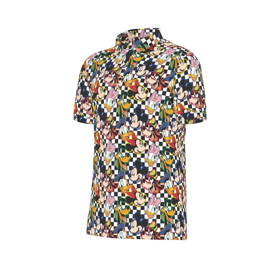 Checkered Friends Men's Stretch Collar Polo Shirt