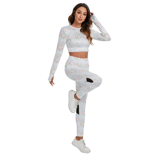 Grandmillenial Roses Women's Sport Set With Backless Top And Leggings