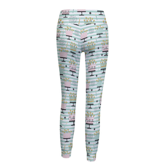 Striped Birthday Cake Women's Yoga Pants