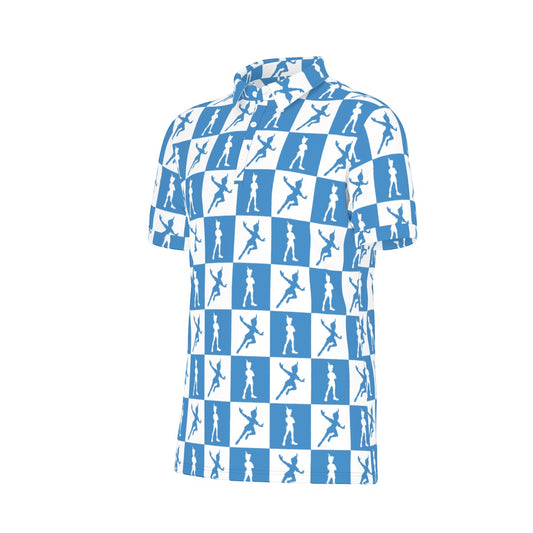Blue Check Peter Men's Stretch Collar Polo Shirt