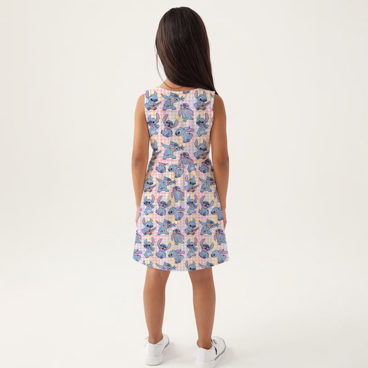 Gingham Alien Girls Sleeveless A-Line Dress