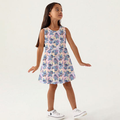 Gingham Alien Girls Sleeveless A-Line Dress